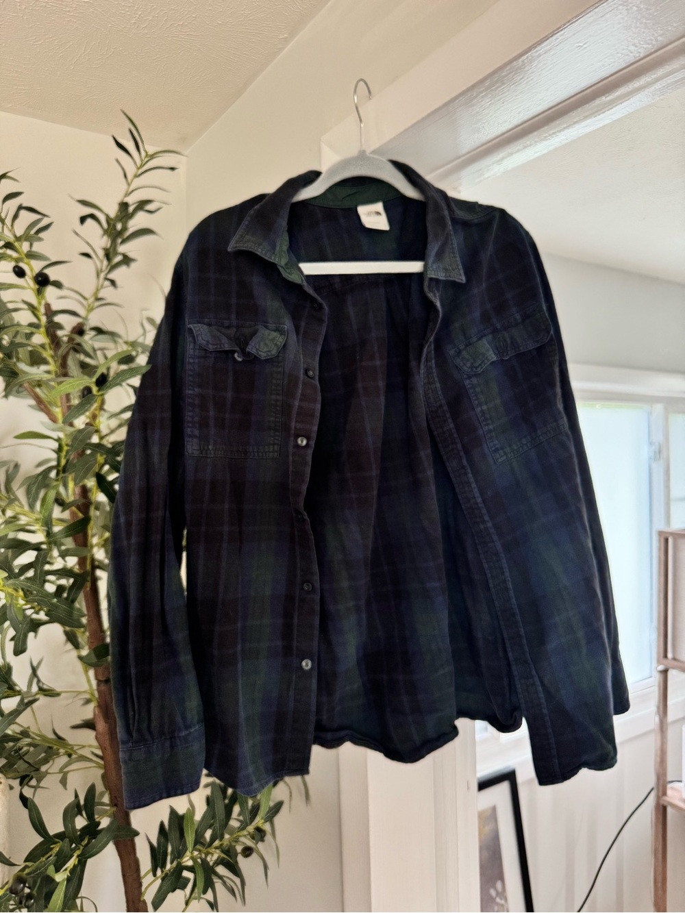 The North Face Men’s Plaid Overshirt XL Blue and Green Flanne